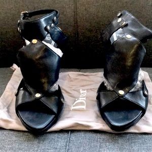 Christian Dior black leather heel